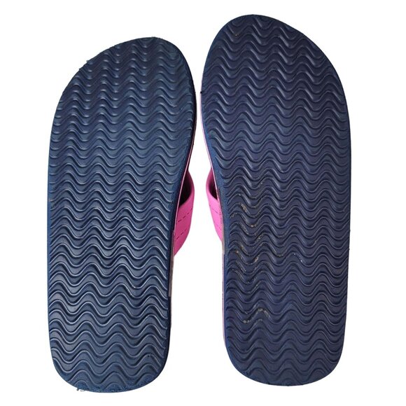 2/$15 Wonder Nation Girls Heart Flip Flops Blue Size 2-3 Slip On Rainbow Unicorn - Picture 12 of 14